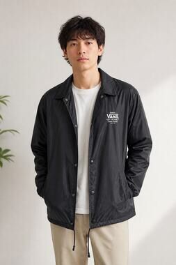 Vans Black Medium Snap Button Jacket Windbreaker